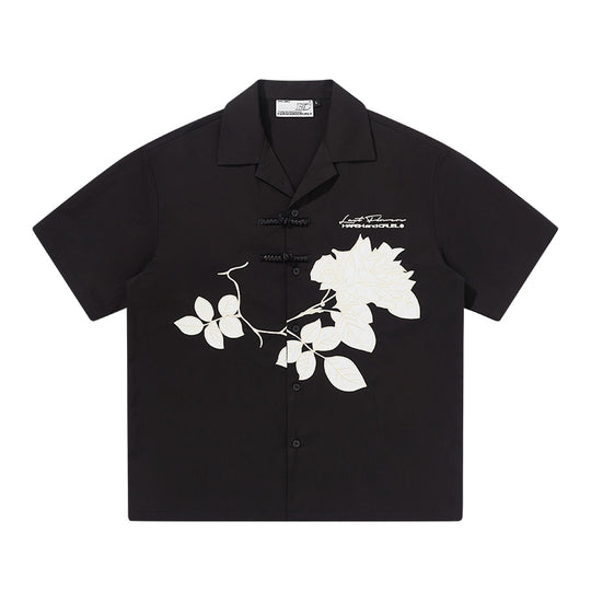 Harsh and Cruel Rose Patches Embroidered Cuban Shirt