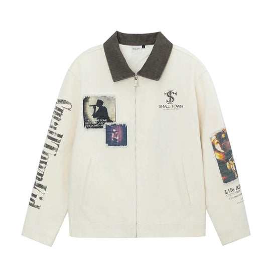Small Town Kid Music Patch Washed Canvas Work Jacket | Face 3 Face