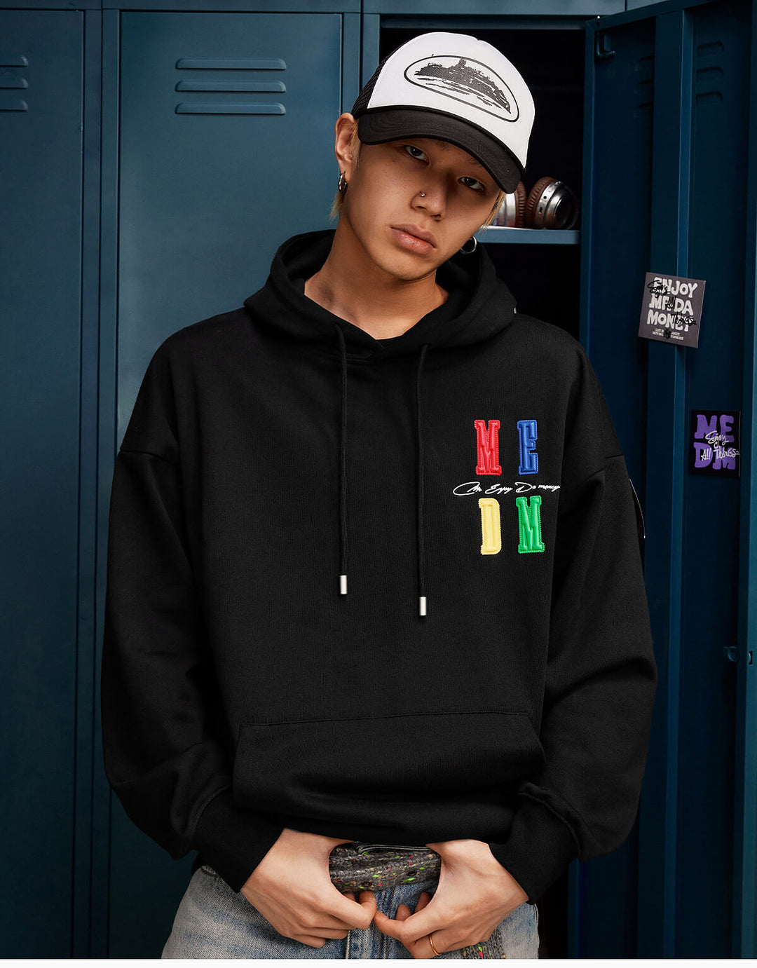 MEDM Rainbow Embossed Logo Hoodie | Face 3 Face