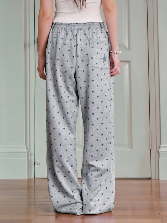 MEDM Polka Dot Print Wide Leg Sweatpants | Face 3 Face
