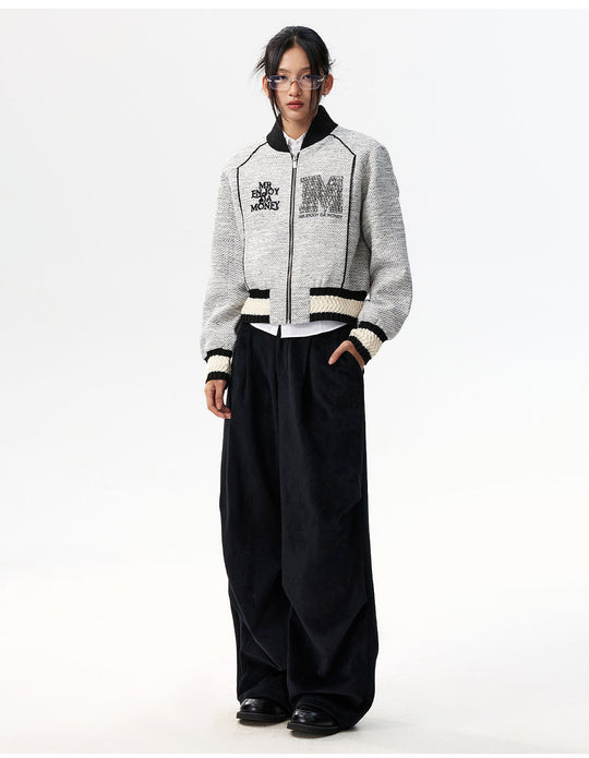 MEDM Pearl Tweed Short Varsity Jacket | Face 3 Face