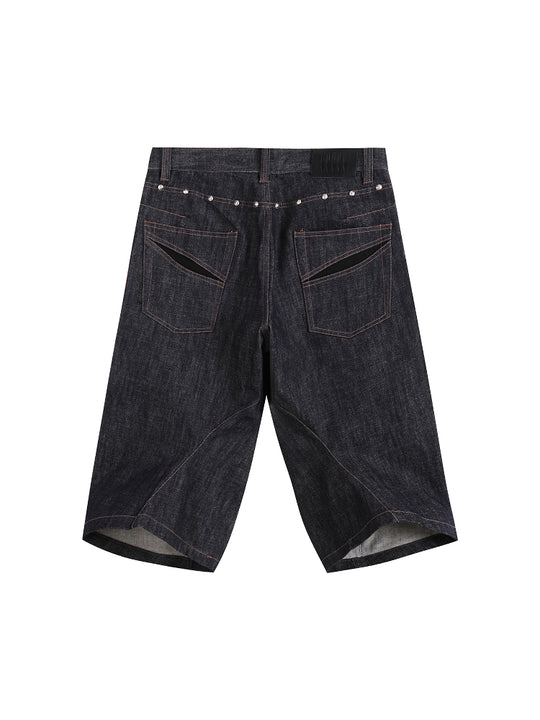 EVILKNIGHT(EK) 3D Cut Rivet Denim Shorts | Face 3 Face