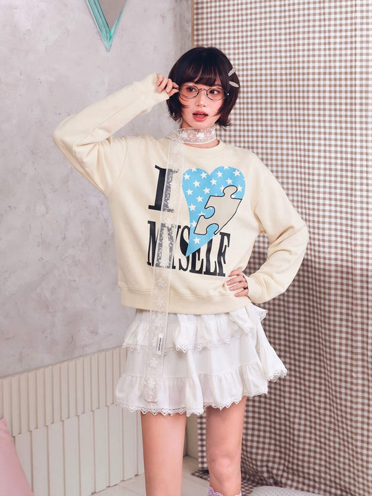 YADcrew Heart Star Puzzle Print Sweatshirt | Face 3 Face