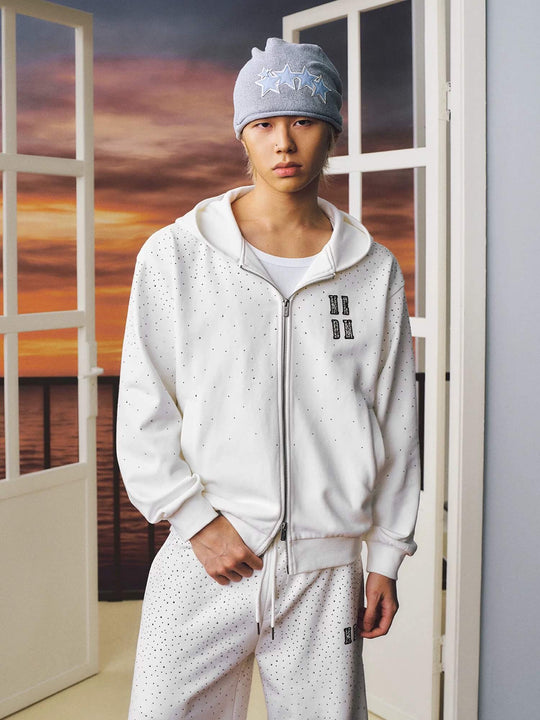 MEDM Starry Sky Rhinestone Zip Up Hoodie | Face 3 Face