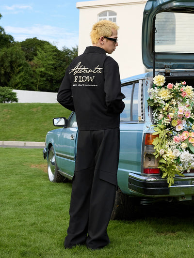 Harsh and Cruel Pearl Embroidered Text Lapel Jacket | Face 3 Face