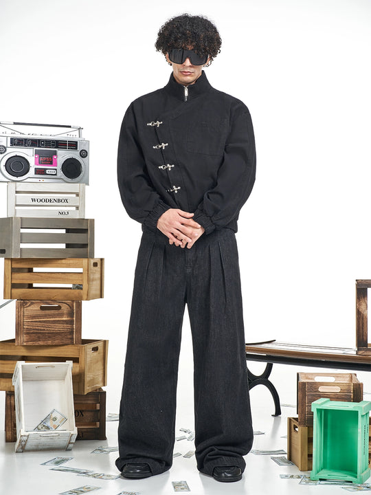 F3F Select Two Tuck Black Baggy Jeans | Face 3 Face