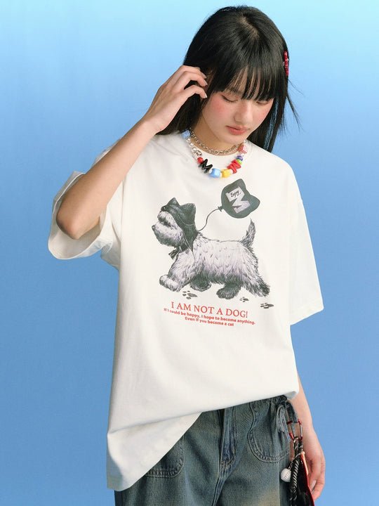 MEDM Cat Ear Hat Puppy Balloon Print Tee | Face 3 Face