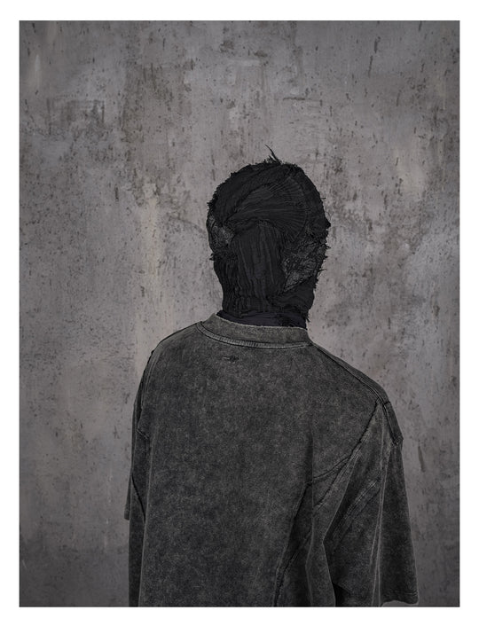 UNDERWATER Black Sand-Washed Faded Deconstructed Tee | Face 3 Face