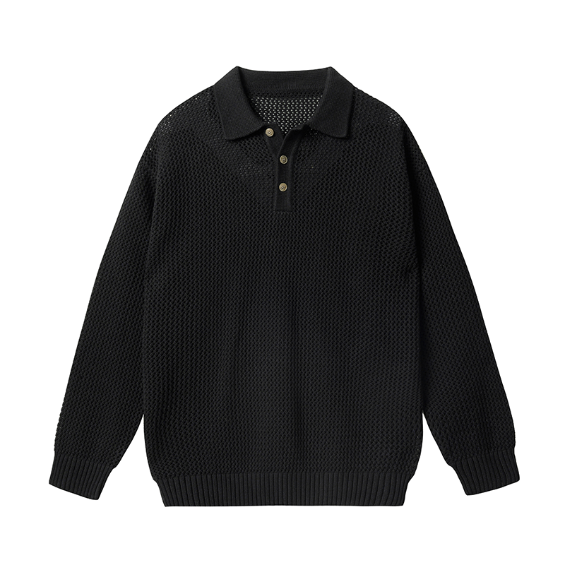 JHYQ Lightweight Jacquard Polo Knit Sweater | Face 3 Face