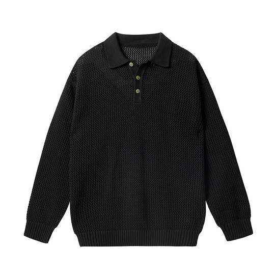 JHYQ Lightweight Jacquard Polo Knit Sweater | Face 3 Face