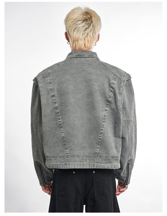 F3F Select Deconstructed Stitching Washed Denim Jacket | Face 3 Face