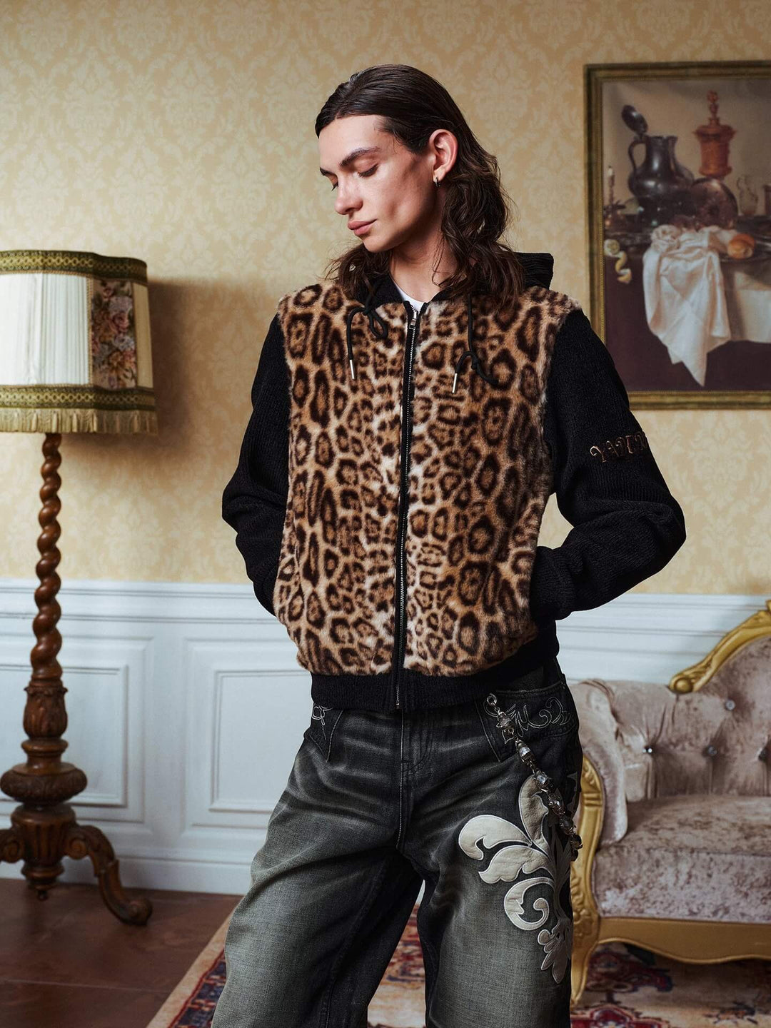 YADcrew Leopard Print Color Block Hooded Jacket | Face 3 Face