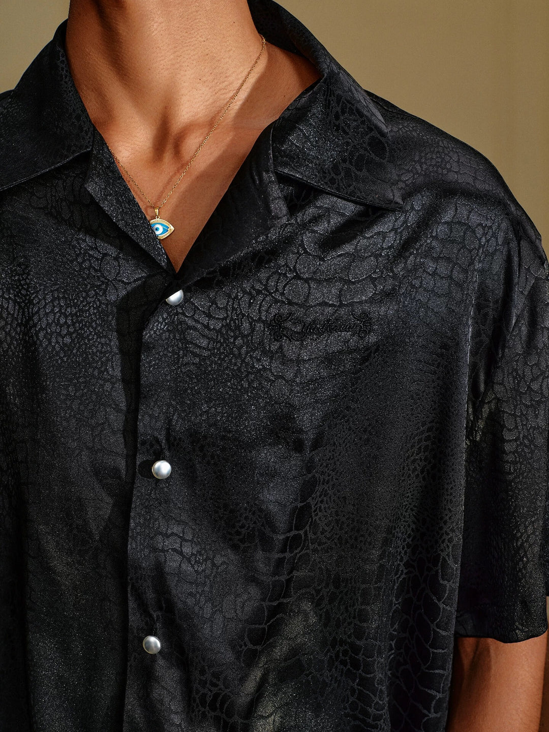 YADcrew Python Pattern Satin Short Sleeve Shirt | Face 3 Face