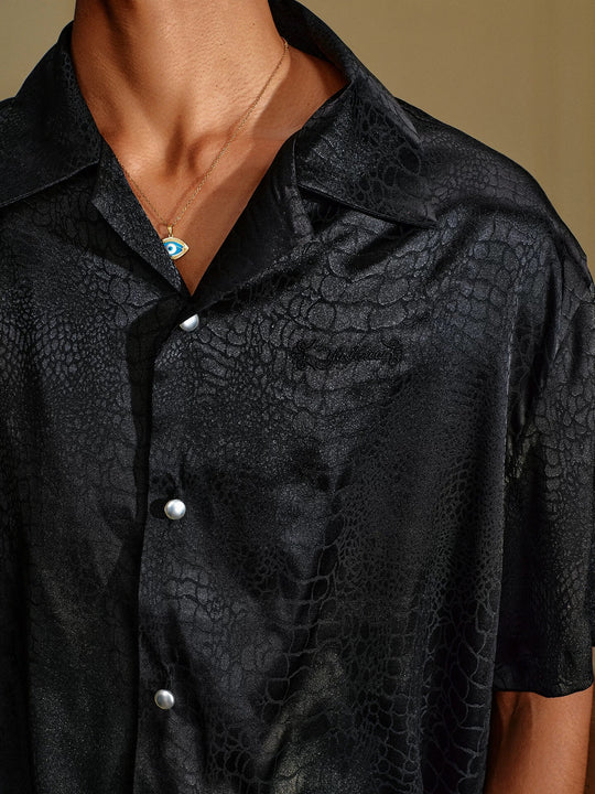 YADcrew Python Pattern Satin Short Sleeve Shirt | Face 3 Face