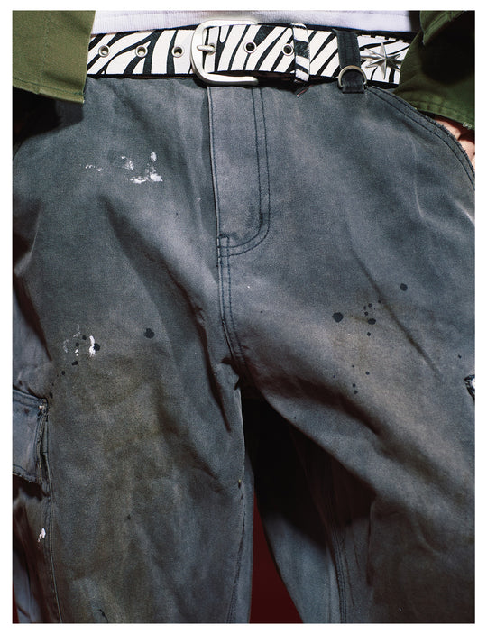 Remedy Washed Ink Splash Baggy Work Cargo Pants | Face 3 Face