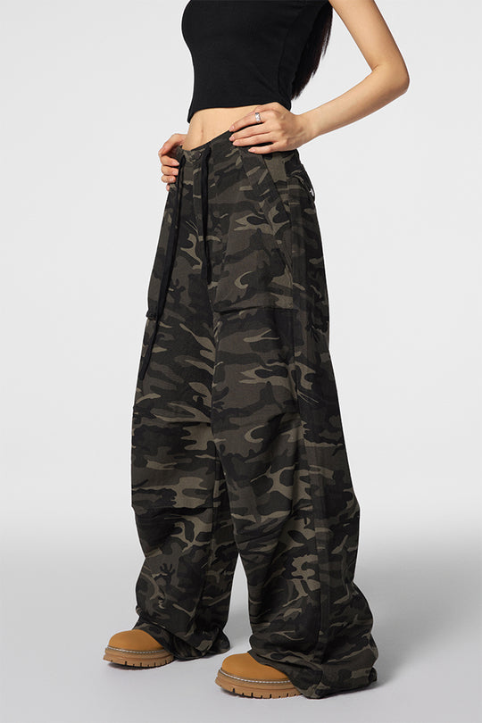Streetwear baggy pants | Achock Camouflage Drawstring Baggy Work Pants | Face 3 Face