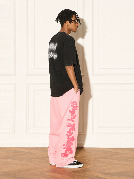 EMPTY REFERENCE Pink Distressed Logo Sweatpants