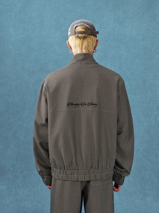 MEDM Houndstooth Leather Logo Track Jacket | Face 3 Face