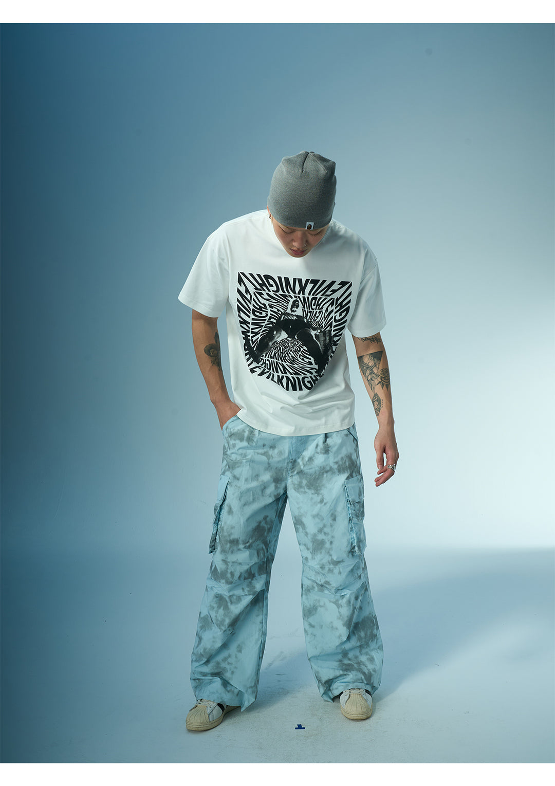 EVILKNIGHT(EK) 3D Portrait and Letter Print Tee | Face 3 Face