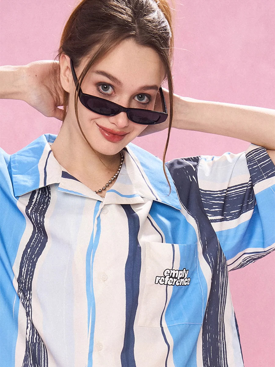 EMPTY REFERENCE Art Stripe Painting Short Sleeve Shirt