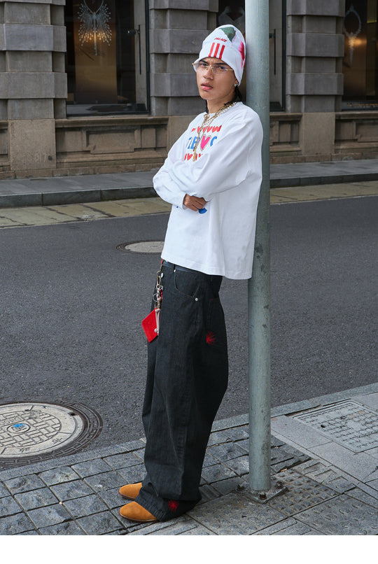 STEEPC Hand Stitched Heart Print Long Sleeve Tee | Face 3 Face