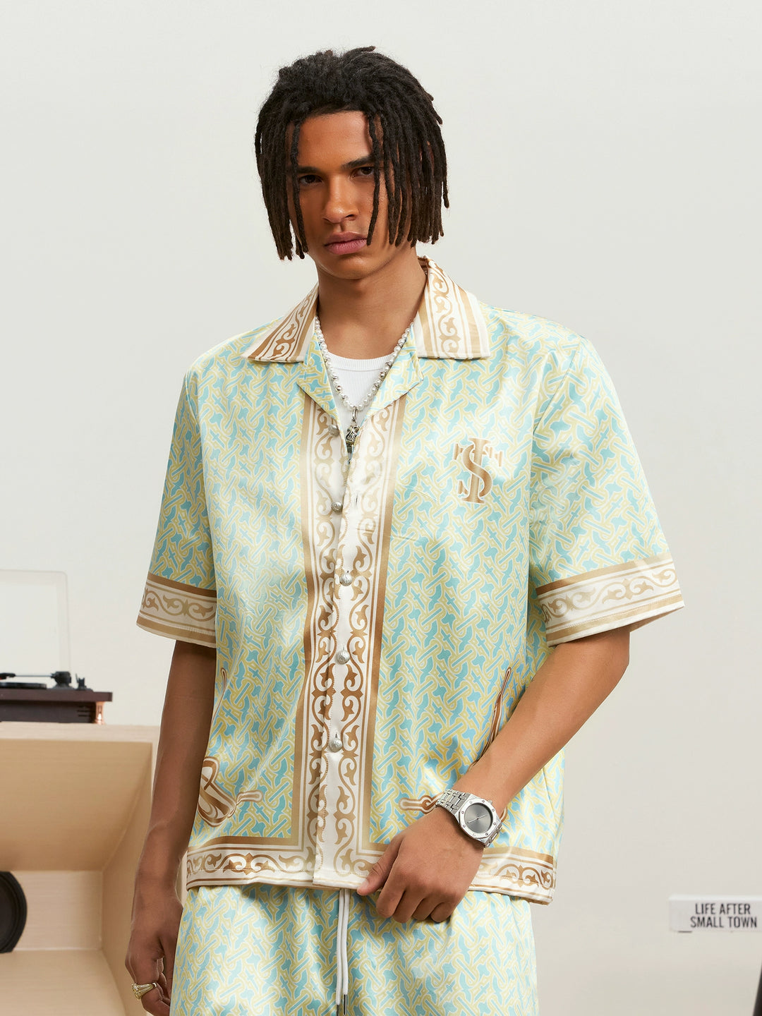 Small Town Kid 3D Digital Print Satin Cuban Shirt Set | Face 3 Face