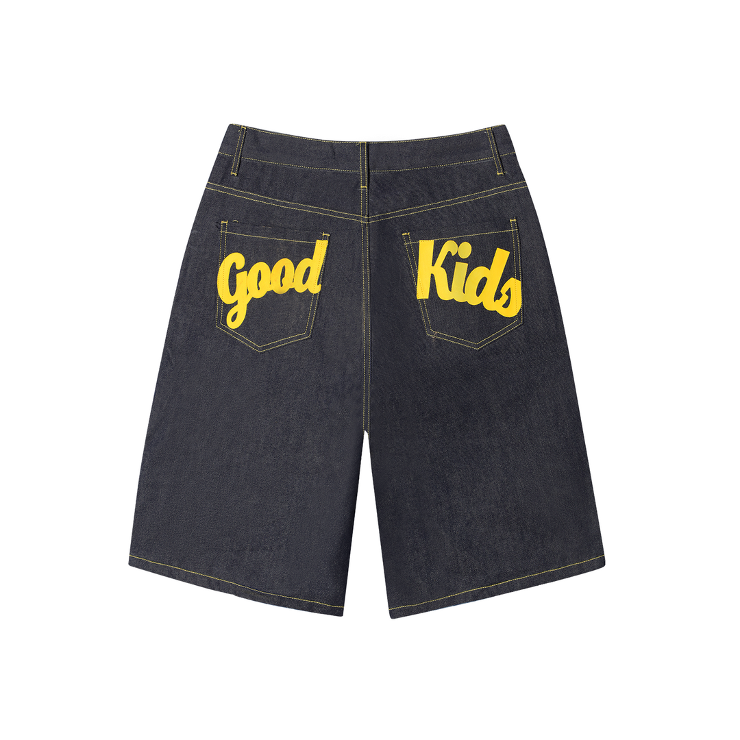 AFGK Color Print & Stitch Denim Shorts / Jorts | Face 3 Face