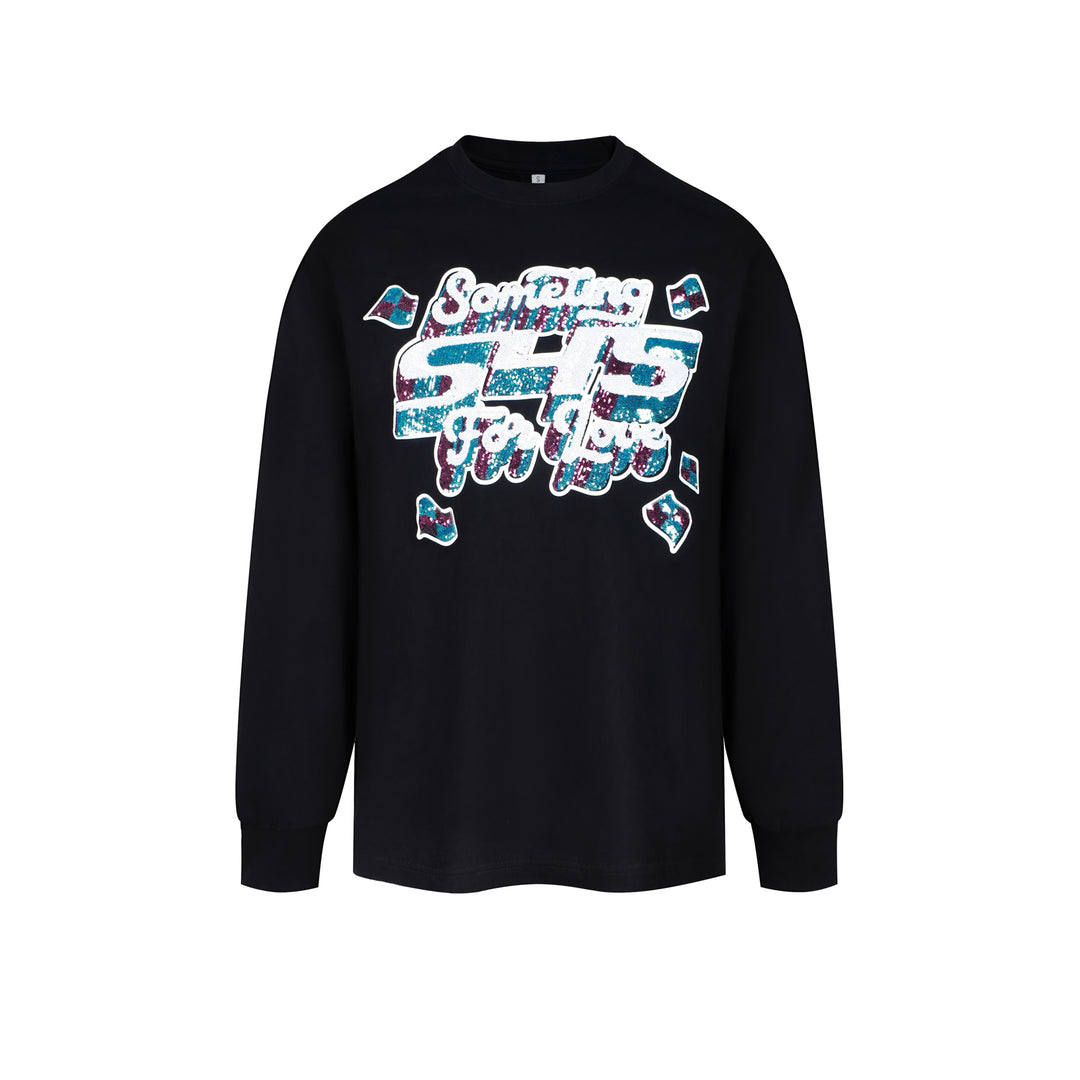 S45 3D Sequined Letter Logo Long Sleeve Tee | Face 3 Face