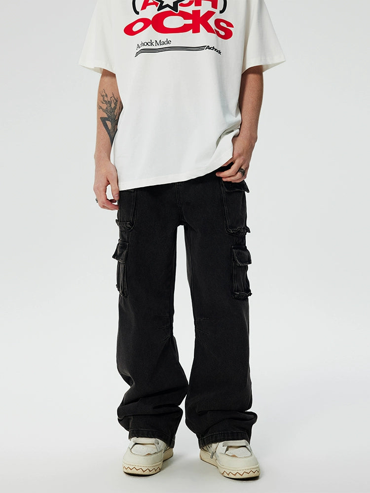 Achock Washed Multi Pocket Work Cargo Pants | Face 3 Face