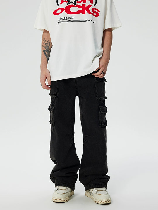 Achock Washed Multi Pocket Work Cargo Pants | Face 3 Face