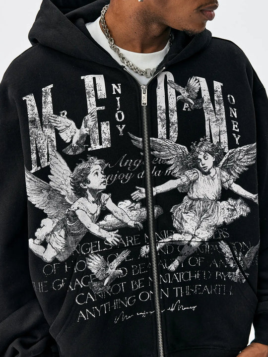 MEDM Angel Patch Zip Up Hoodie | Face 3 Face