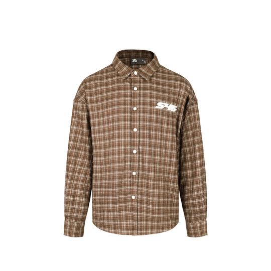 S45 Plaid Pearl Button Logo Long Sleeve Shirt | Face 3 Face