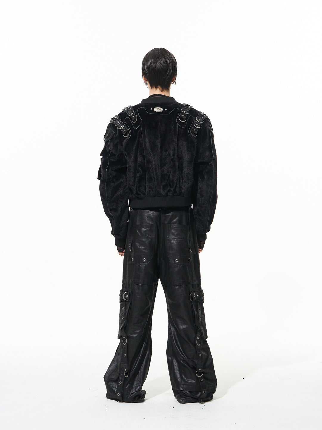 BLIND NO PLAN Metal-Embellished Fur Bomber Jacket | Face 3 Face