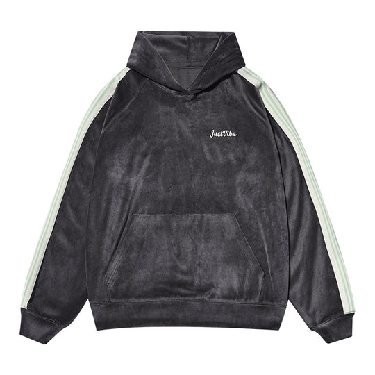 JUST VIBE Side Stripe Velvet Hoodie | Face 3 Face
