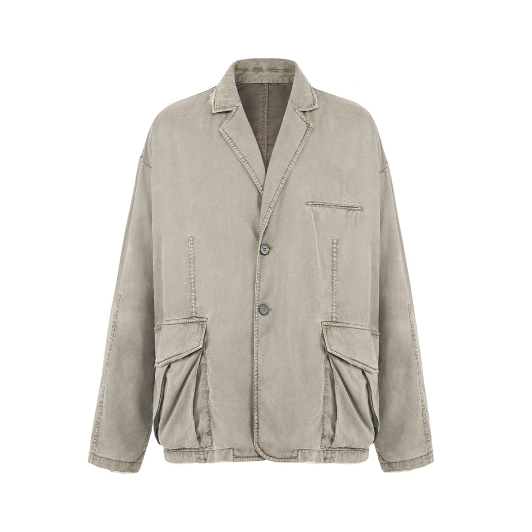 UNDERWATER Distressed 3D Cut Patch Pocket Suit Jacket