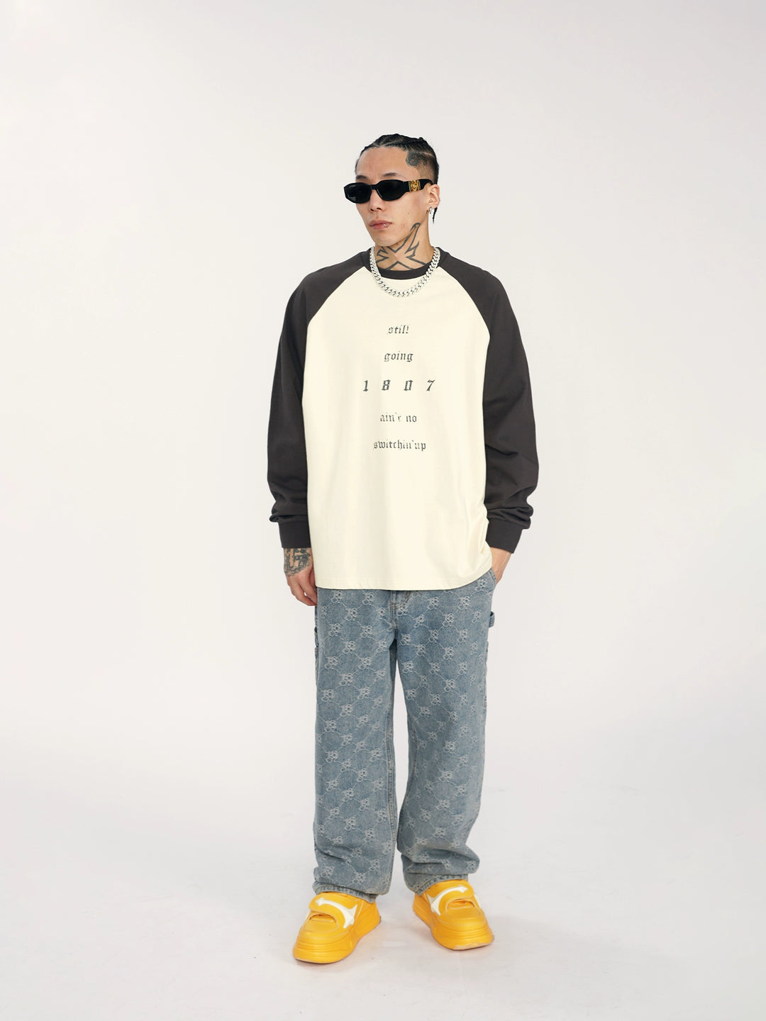 1807 Contrast Color Raglan Long Sleeve Tee  | Face 3 Face