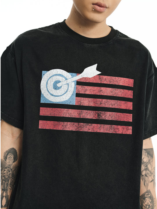 NOVACAM Washed Backstitch Vintage Print Black & Camouflage Tee | Face 3 Face