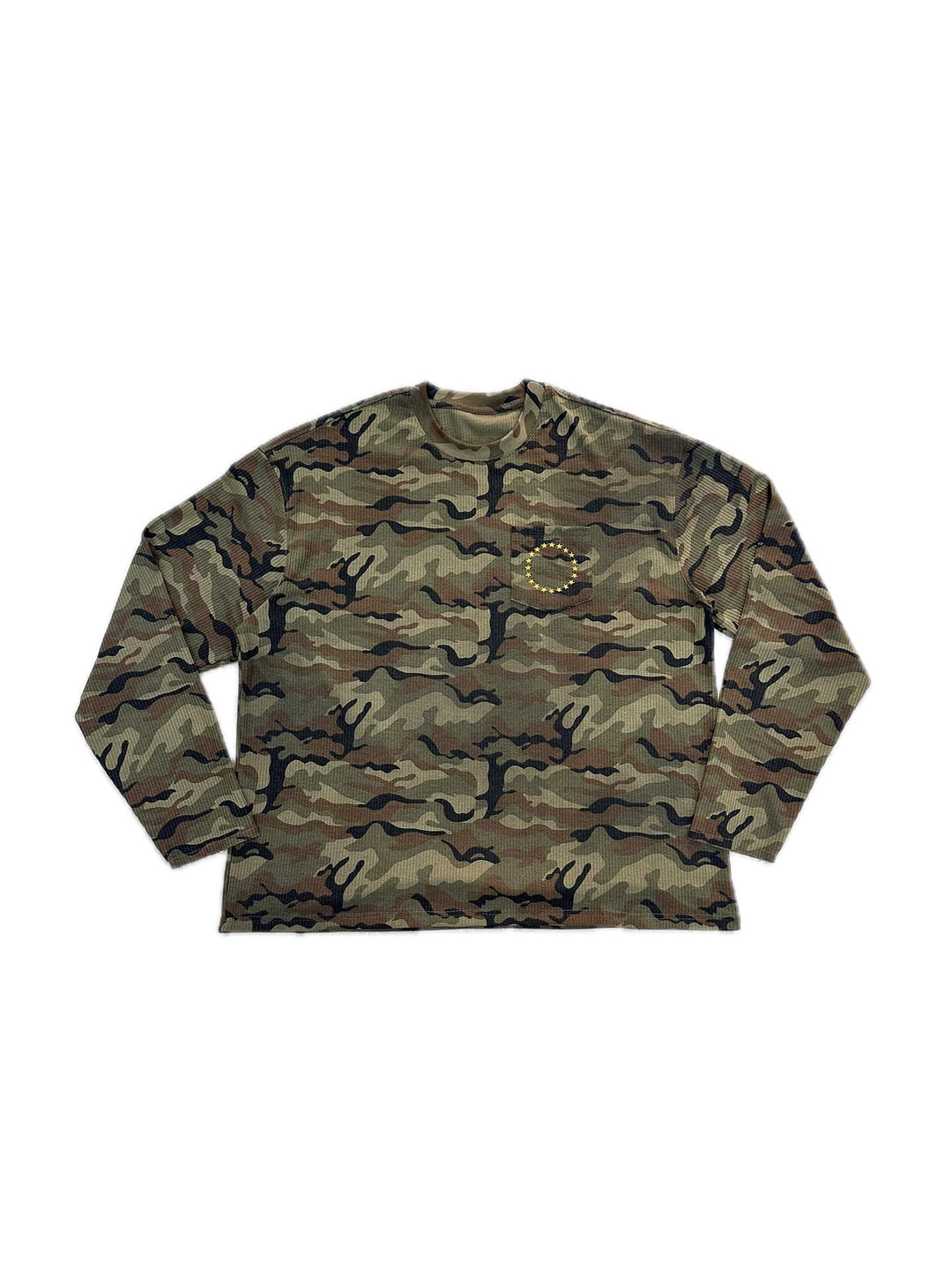 LIBERAFIT Vintage Camo Leopard Waffle Star Embroidered Long Sleeve Tee | Face 3 Face
