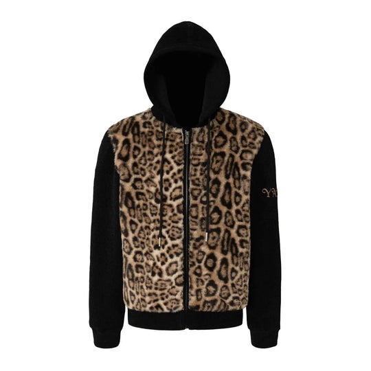 YADcrew Leopard Print Color Block Hooded Jacket | Face 3 Face