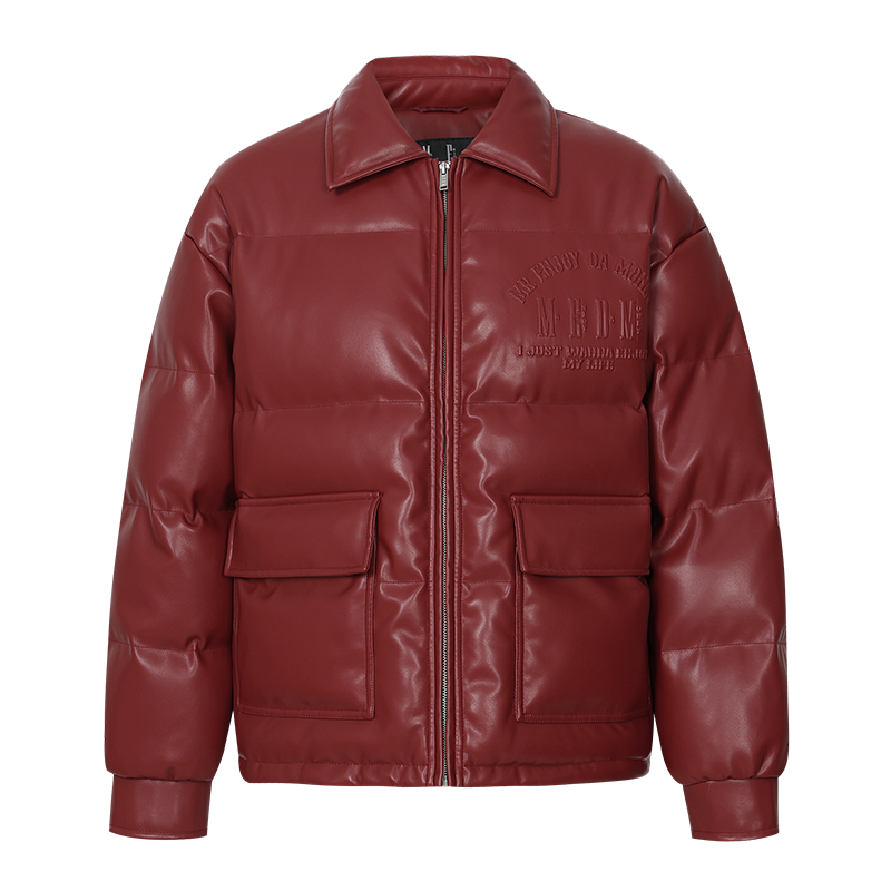 MEDM Embossed LOGO Leather Down Jacket | Face 3 Face