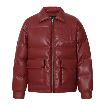 MEDM Embossed LOGO Leather Down Jacket | Face 3 Face