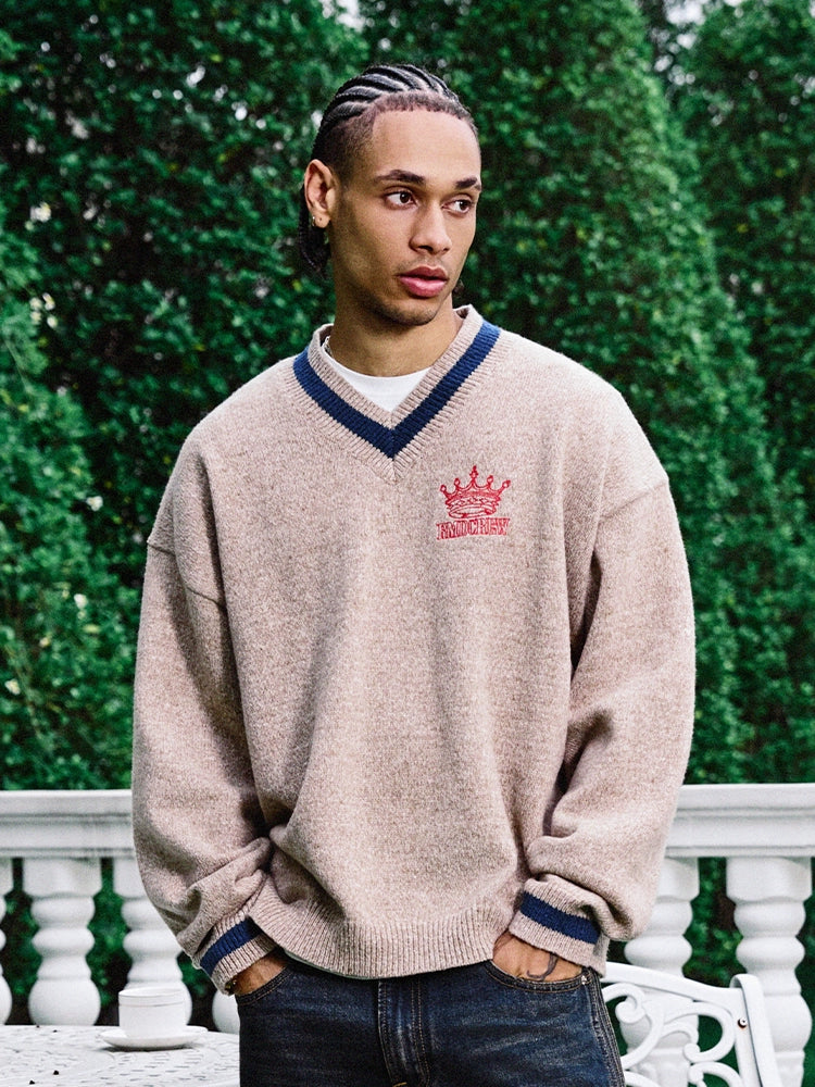 Remedy Embroidered V Neck Knit Sweater | Face 3 Face