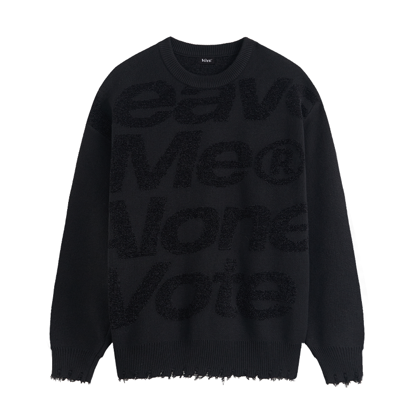 VOTE Irregular Hole Loose Knit Sweater