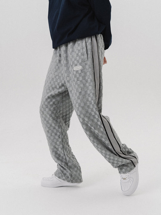 JUST VIBE Checkerboard Pile Track Pants | Face 3 Face