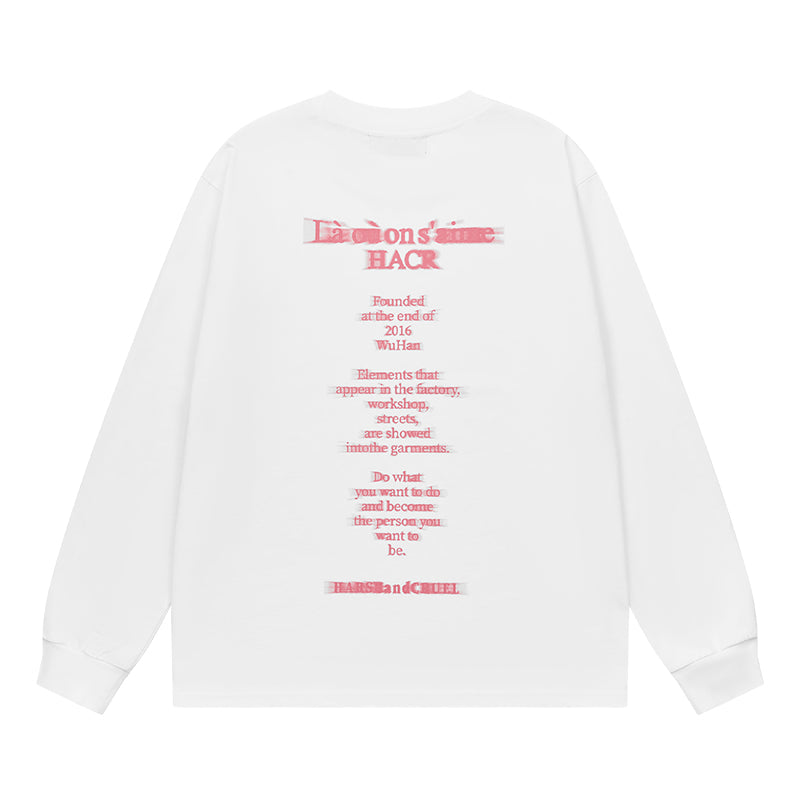 Harsh and Cruel Phantom Pink Color Clash Long Sleeve Tee