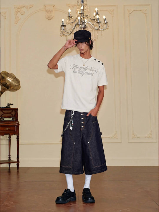 YADcrew Shoulder Rose Button Tee | Face 3 Face