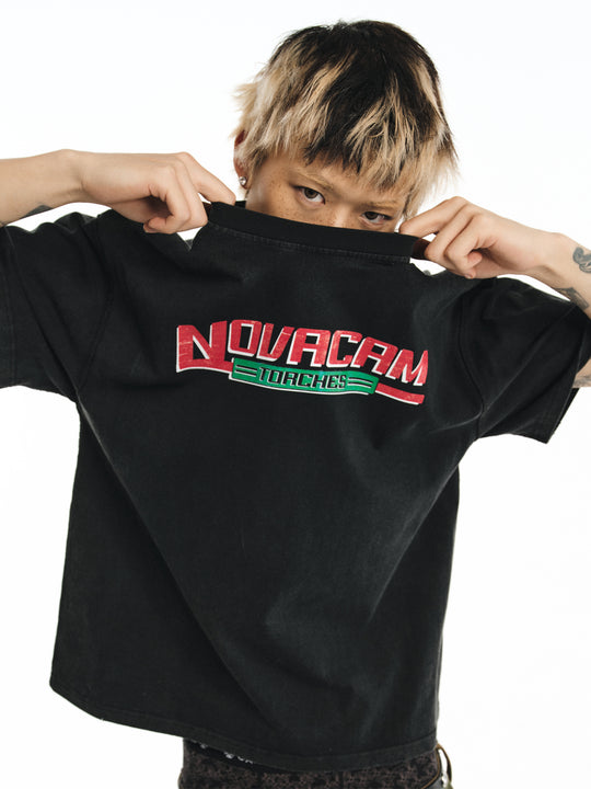 NOVACAM Logo Torches Vintage Print Backstitch Washed Tee | Face 3 Face