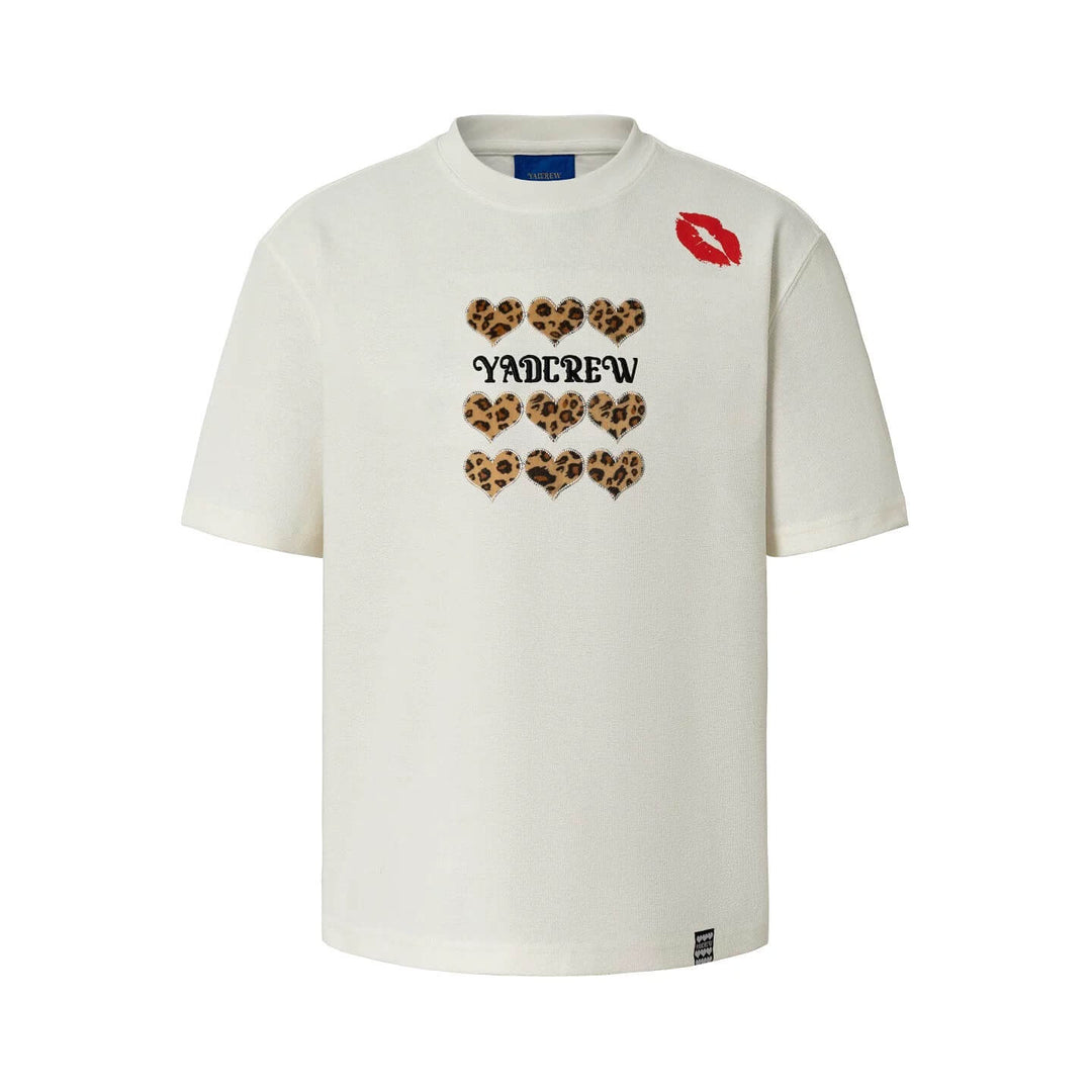 YADcrew Leopard Heart Patch Kiss Mark Tee | Face 3 Face