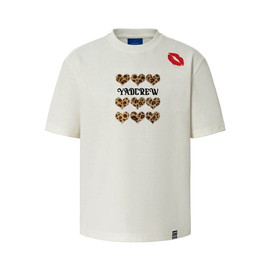 YADcrew Leopard Heart Patch Kiss Mark Tee | Face 3 Face