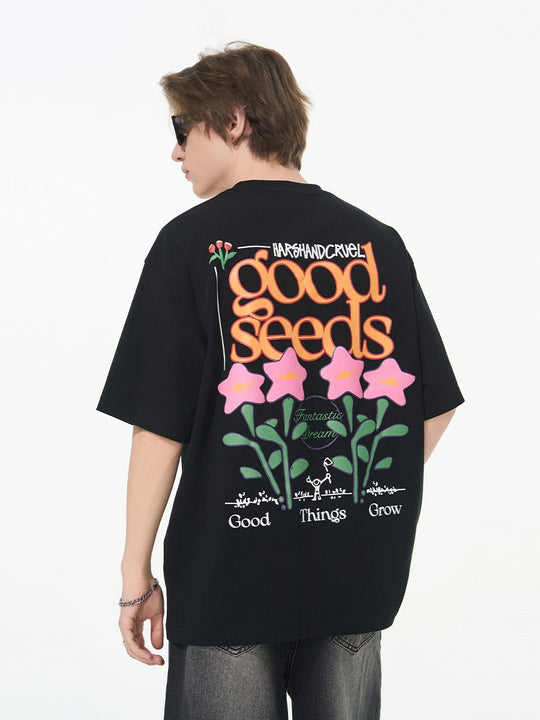 Harsh and Cruel Puff Print Flowers Tee